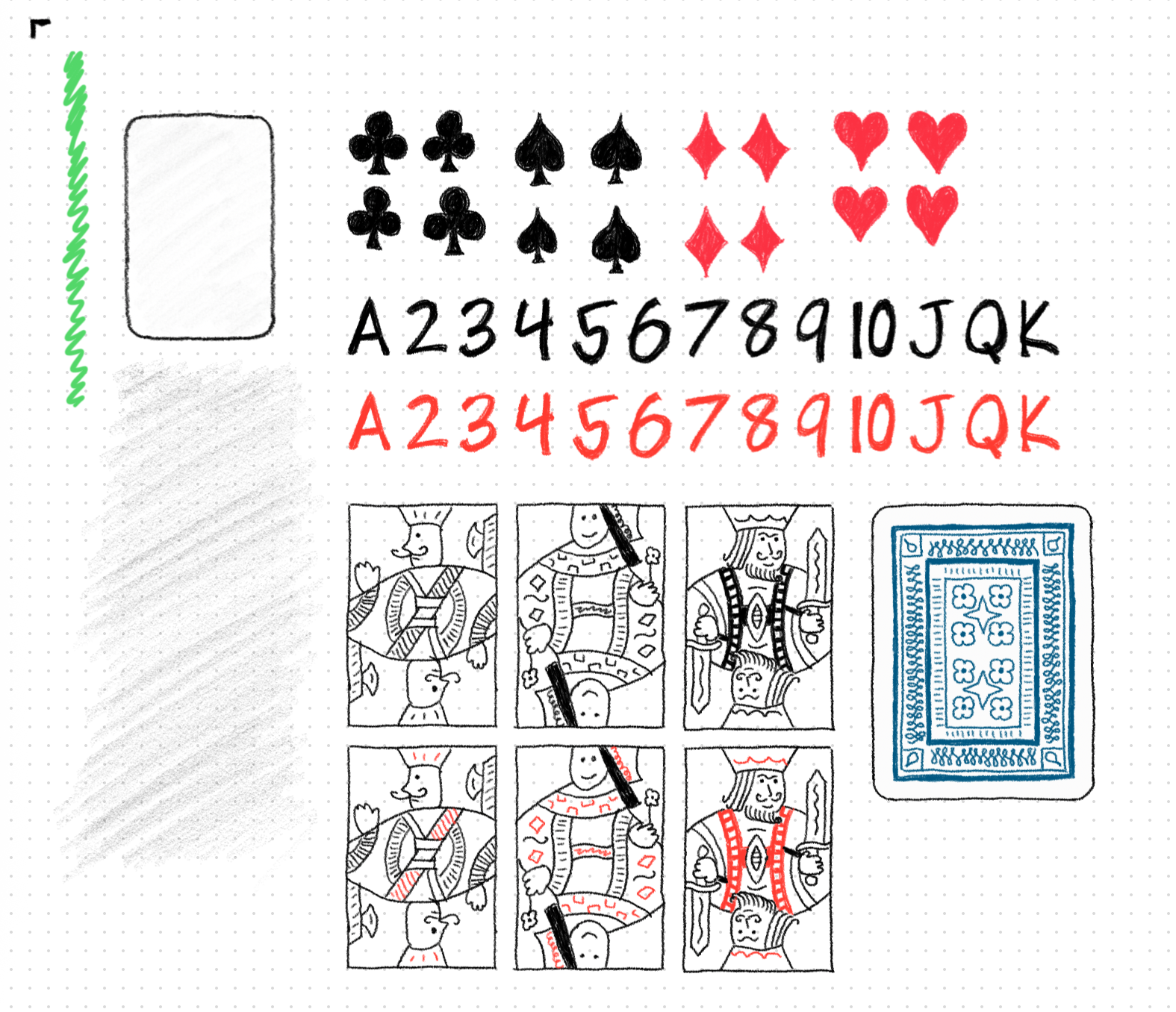 A screenshot of my art board for Solitaire